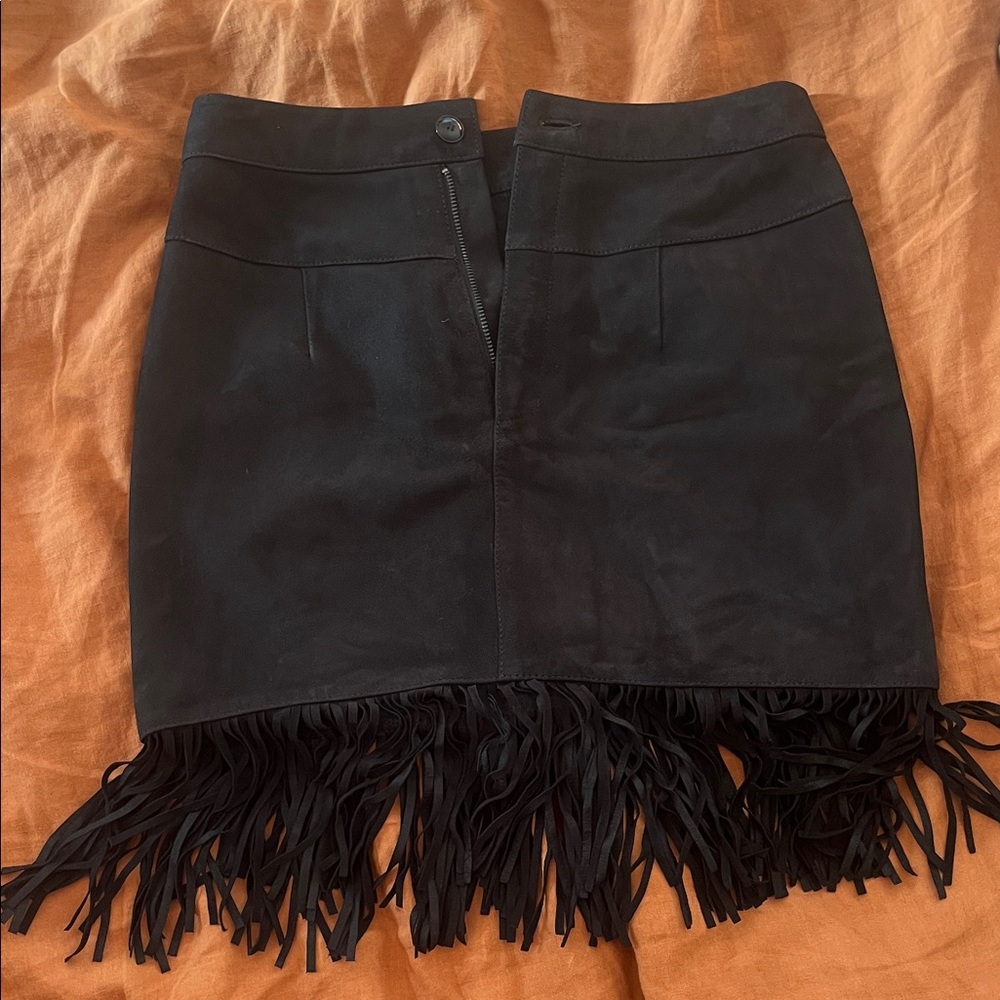 NWT Frame Fringe Overlay Skirt Noir Suede (worn only once, too small for me)